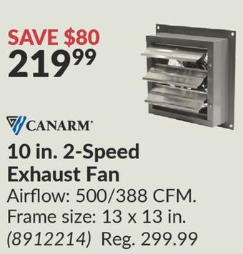 Princess Auto 10 in. 2-speed exhaust fan offer