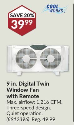 Princess Auto 9 in. digital twin window fan with remote offer