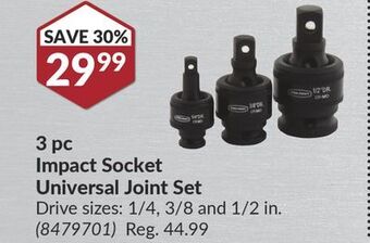 Princess Auto 3 pc impact socket universal joint set offer