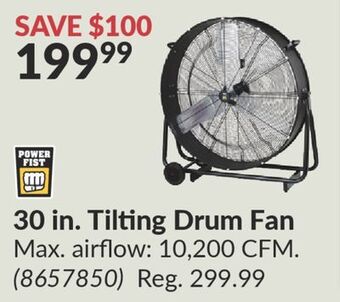 Princess Auto 30 in. tilting drum fan offer