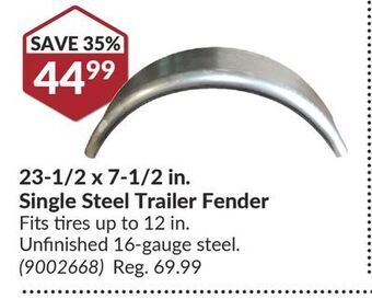 Princess Auto 23-1/2 x 7-1/2 in. single steel trailer fender offer