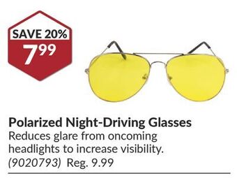 Princess Auto Polarized night-driving glasses offer