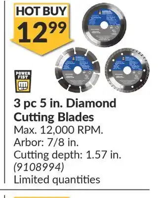Princess Auto 3 pc 5 in. diamond cutting blades offer