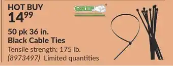Princess Auto 50 pk 36 in. black cable ties offer
