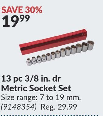 Princess Auto 13 pc 3/8 in. dr metric socket set offer