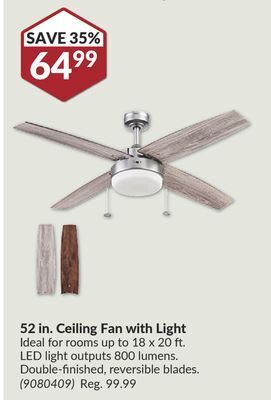 Princess Auto 52 in. ceiling fan with light offer