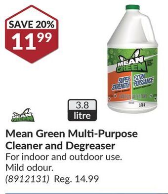 Princess Auto Mean green multi-purpose cleaner and degreaser offer