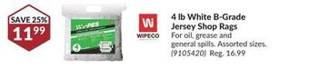 Princess Auto 4 lb white b-grade jersey shop rags offer