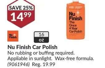Princess Auto Nu finish car polish offer
