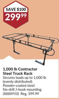 Princess Auto 1, 000 lb contractor steel truck rack offer
