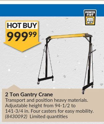Princess Auto 2 ton gantry crane offer