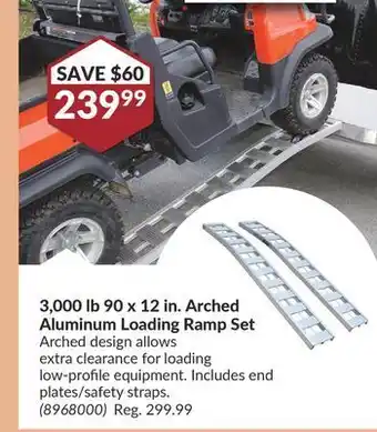 Princess Auto 90 12 in. arched aluminum loading ramp set offer