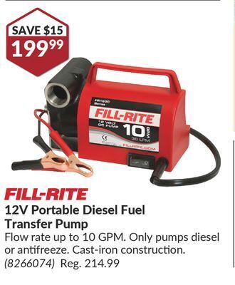 Princess Auto 12v portable diesel fuel transfer pump offer