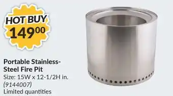 Princess Auto Portable stainless-steel fire pit offer