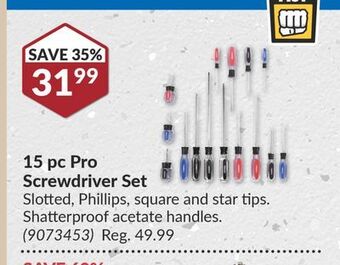Princess Auto 15 pc pro screwdriver set offer