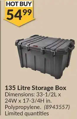 Princess Auto 135 litre storage box offer