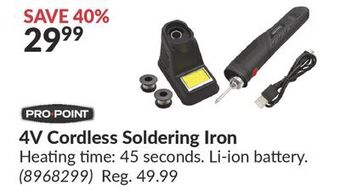 Princess Auto 4v cordless soldering iron offer