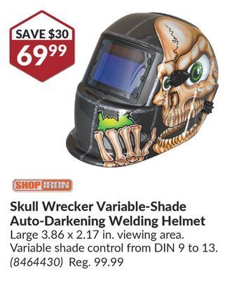 Princess Auto Skull wrecker variable-shade auto-darkening welding helmet offer