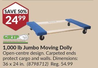 Princess Auto 1, 000 lb jumbo moving dolly offer