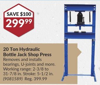 Princess Auto 20 ton hydraulic bottle jack shop press offer