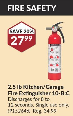 Princess Auto 2.5 lb kitchen/garage fire extinguisher offer
