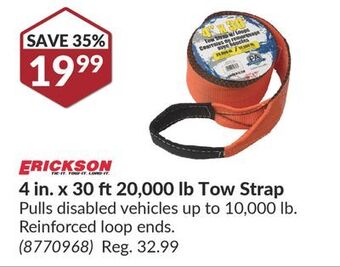 Princess Auto 4 in. x 30 ft 20, 000 lb tow strap offer