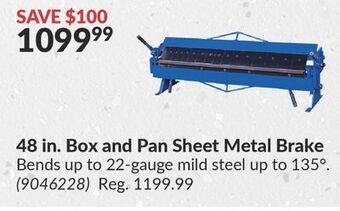 Princess Auto 48 in. box and pan sheet metal brake offer