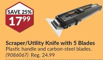 Princess Auto Scraper/utility knife with 5 blades offer