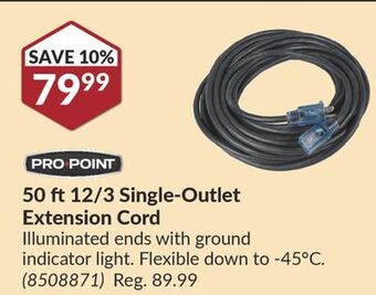 Princess Auto 50 ft 12/3 single-outlet extension cord offer