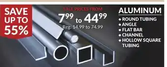 Princess Auto Aluminum round tubing, angle, flat bar, channel, hollow square tubing offer