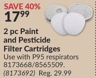 Princess Auto 2 pc paint and pesticide filter cartridges offer