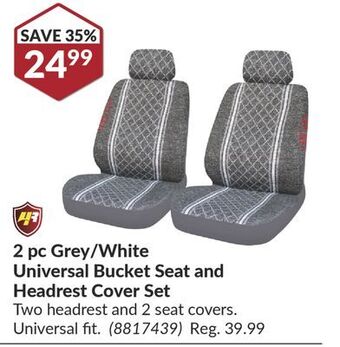 Princess Auto 2 pc grey/white universal bucket seat and headrest cover set offer