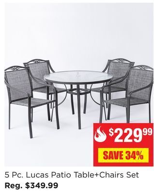 Kitchen Stuff Plus 5 pc. lucas patio table + chairs set offer