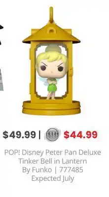GameStop Pop! disney peter pan deluxe tinker bell in lantern by funko offer
