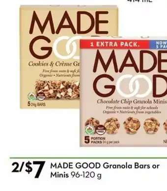 Sobeys Made Good Granola Bars or Minis offer