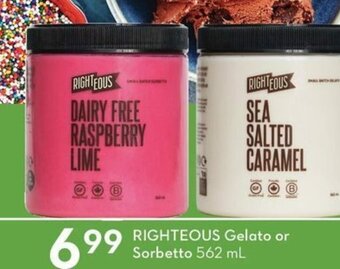 Sobeys Righteous Gelato or Sorbetto offer