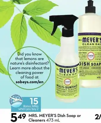 Sobeys Mrs. Meyer's Dish Soap or Cleaners offer