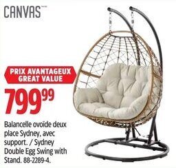 Canadian Tire Sydney Double Egg Swing with Stand. 88-2289-4. offer