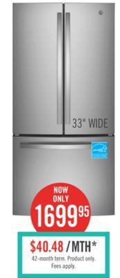The Brick Ge 18.6 cu. ft. counter-depth french-door refrigerator - gwe19jylfs offer