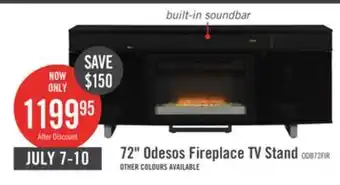 The Brick Odesos 72 tv stand with glass ember firebox and soundbar black offer