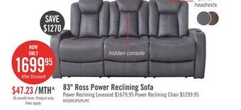 The Brick Ross faux suede power reclining sofa with power headrest - pewter offer