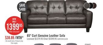 The Brick Curt genuine leather sofa - grey offer