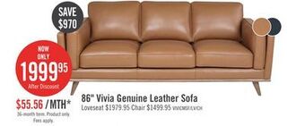The Brick Vivia top-grain genuine leather sofa - caramel offer