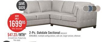 The Brick Oakdale 2-piece linen-look fabric left-facing sectional - light grey offer