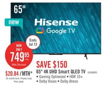 The Brick Hisense 65 4k uled quantum dot google tv offer