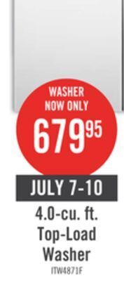 The Brick Inglis 4.0 cu. ft. top-load washer itw4871fw offer