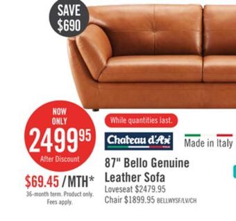 The Brick Bello genuine leather sofa - whiskey offer