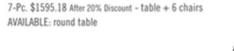 The Brick Alto 7-piece round dining table package offer