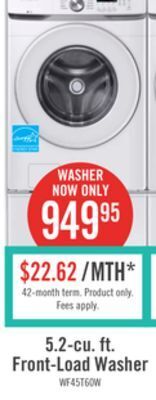 The Brick Samsung 5.2 cu. ft. front-load washer - wf45t6000aw/us offer