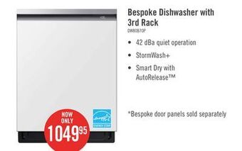 The Brick Samsung bespoke 42 dba stormwash+™ built-in dishwasher (panel-ready) offer